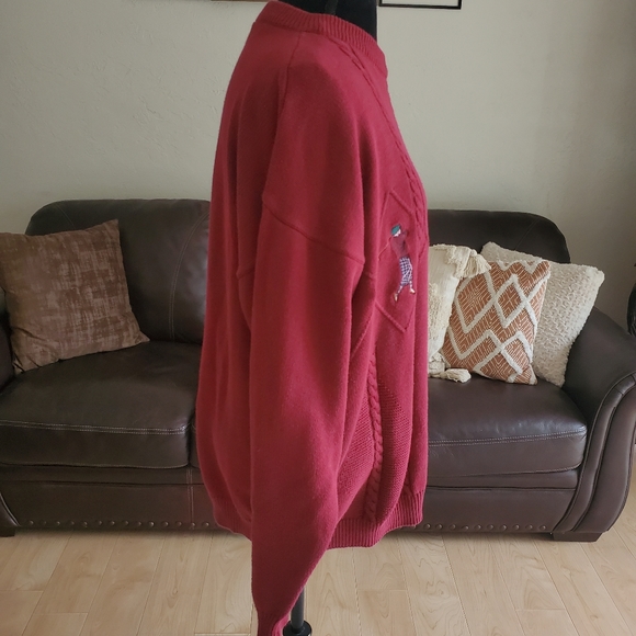 Vintage IZOD Embroidered Red Golf Sweater Size Large 100% Cotton - Picture 4 of 9